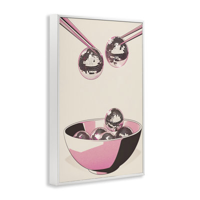Disco Bowl Meal with Chopsticks Framed Giclee, design by Arlington Prints