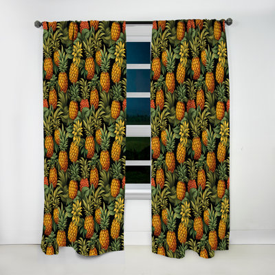 Pineapple Delight - motif tropical IV - Rideau floral - Rideau floral obscurcissant - 1 panneau
