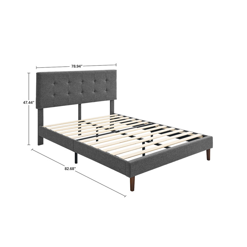 Lit plateforme surbaissé Tuffeté dewane, Jumeau, Gris foncé