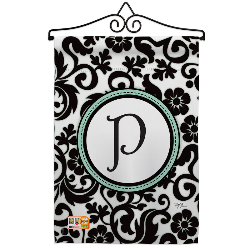 Damas initial en polyester 2 faces 19 x 13 po ensemble de drapeaux, P