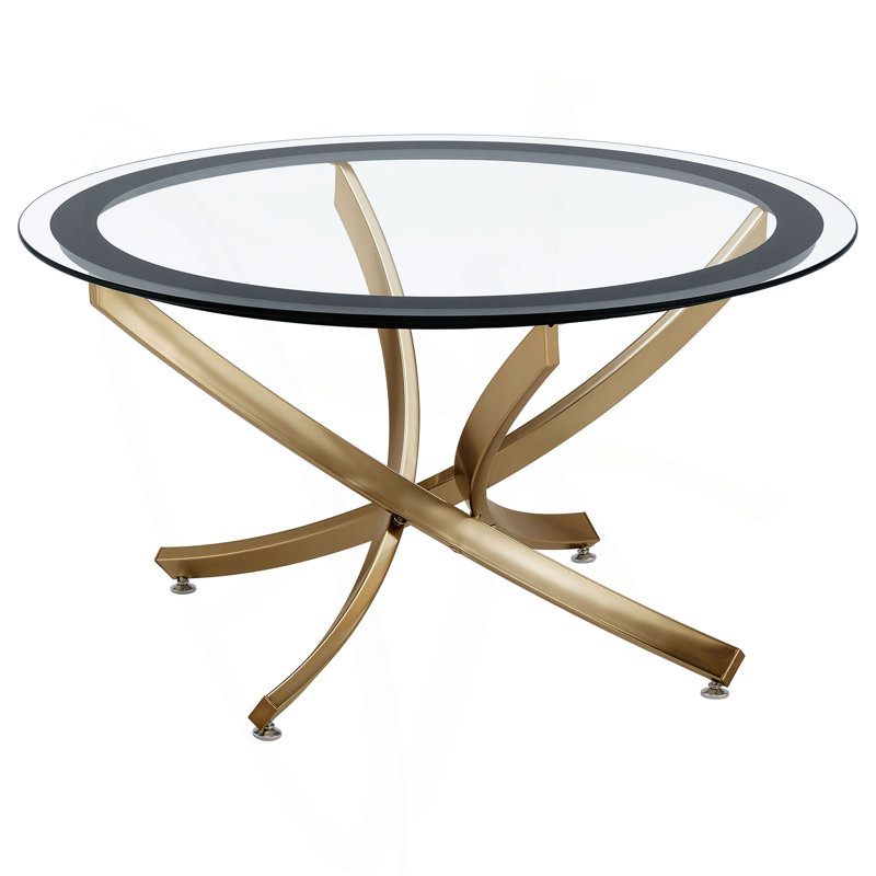 Table basse Connors, H 20 po x l 35,5 po x P 35,5 po, Transparent / Brushed Brass