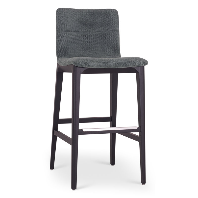 Tabouret de comptoir moderne moderne brésilien Godan, Siège bleu sarcelle Jackpot / cadre Ebano