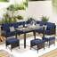 Ensemble de mobilier d'extérieur compact 7 pièces avec coussins imperméables et table en verre trempé-1386365560