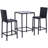 3Pcs Rattan Bar Set With Glass Top Table, 2 Bar Stools For Outdoor, Patio, Garden, Poolside, Backyard