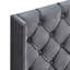 Velvet Button Queen Bed - Solid Wood Slat Foundation Charcoal Gray Platform With Detail And Dependable Base-1236092115