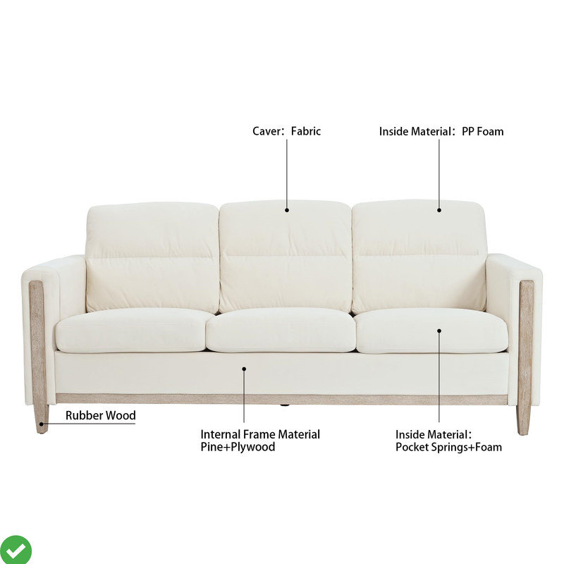 Canapé moderne 79,5 "à 3 places avec coussins et accoudoirs pour l'extérieur
