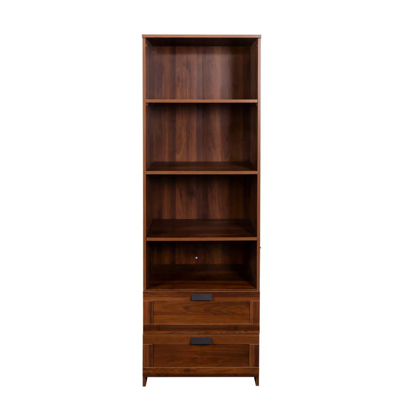 Bibliothèque à 4 niveaux avec tiroirs, 72,3 po de hauteur, pour l'organisation du salon