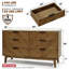 Veyron 54" Geometric Chevron 6-Drawer Dresser, Solid Acacia Wood Mid-Century Minimalist Statement Piece, With Walnut/oak Finish-987139585