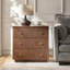 Table de bout cannelée moderne à 3 tiroirs de 26 po de largeur et en bois massif avec station de charge Satine-2061714116
