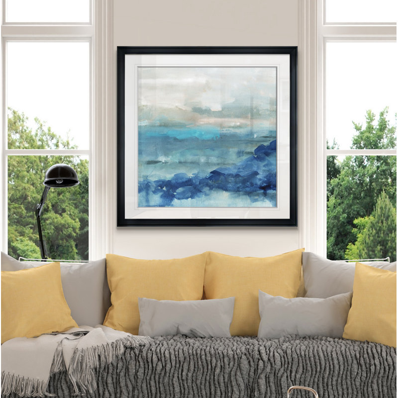 " Sea Swell I ", 24" H x 24" W x 1.5" D, Black Framed
