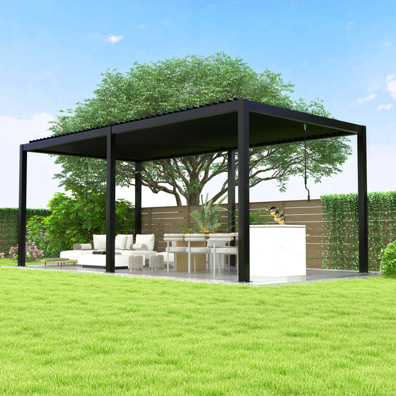 Louver Pergola Aluminum Frame & Steel Louvers, H 90,5 po x l 228 po x P 118 po