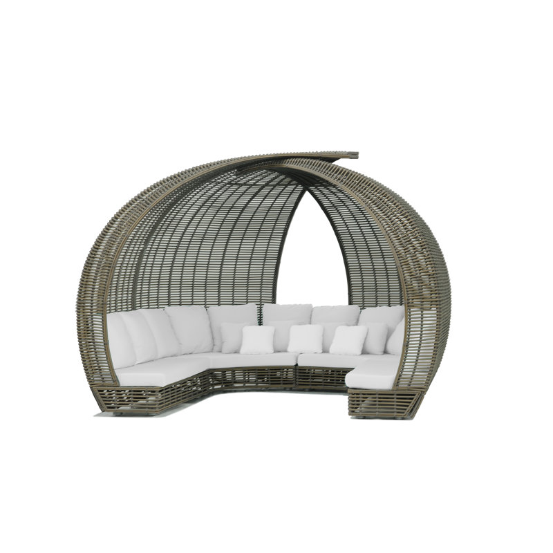 Sparta Outdoor 8 - Seat Patio Sectional, Kubu Mushroom, Canvas Canvas Sunbrella® Canvas