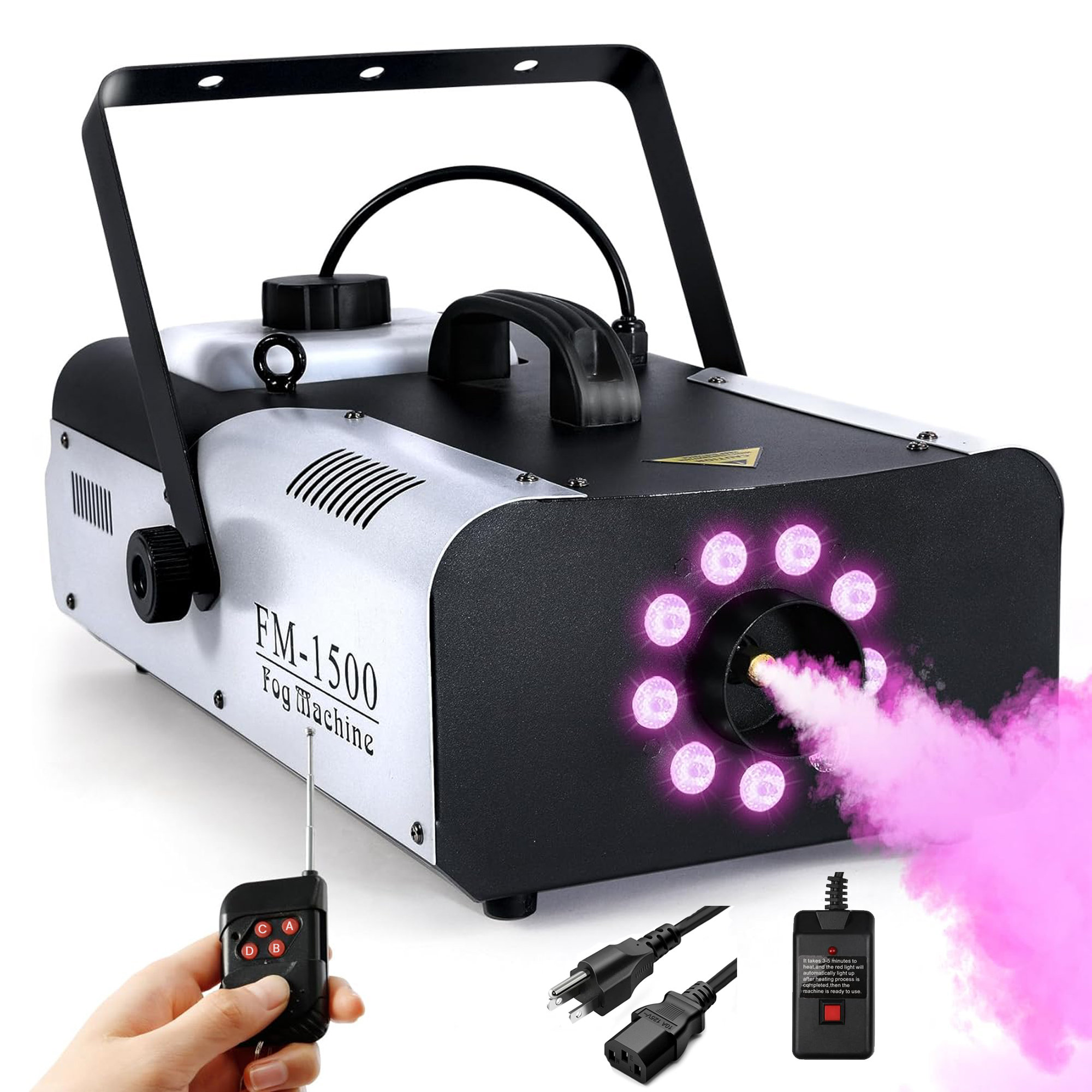 5 CORE 5 Core 1500W Fog Machine Smoke Thrower 3in1 RGB LED Stage Smoke Effect Fogger w/ Remote