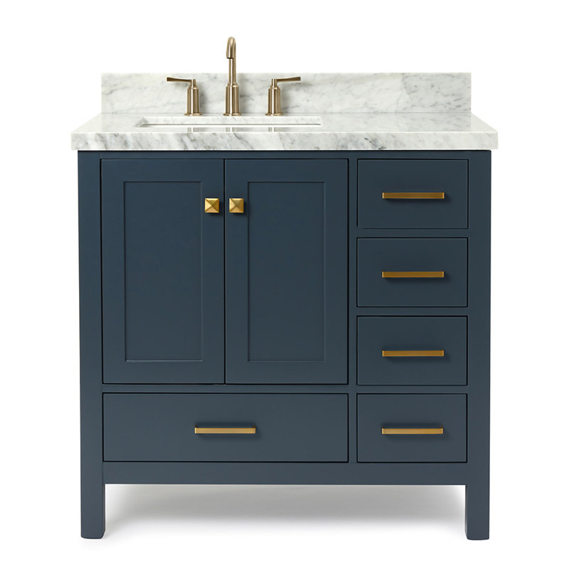Ensemble de meuble-lavabo simple 37 po Cambridge, Bleu minuit, Forme rectangulaire
