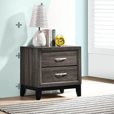 Table de chevet 2 tiroirs Grey Oak