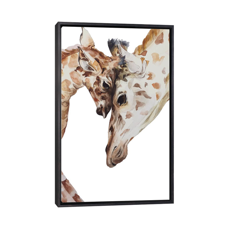 Girafe, H 26 po x l 18 po x 1,5 po, Toile encadrée noir délavé