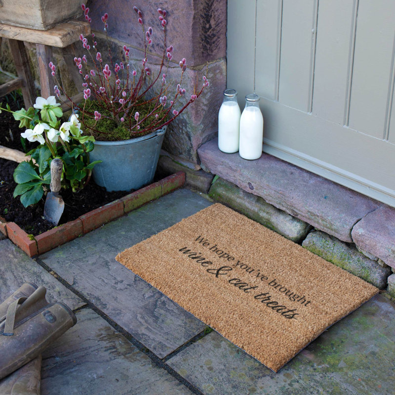 Wine and Cat Treats Coir Doormat, 60cm W x 40cm L