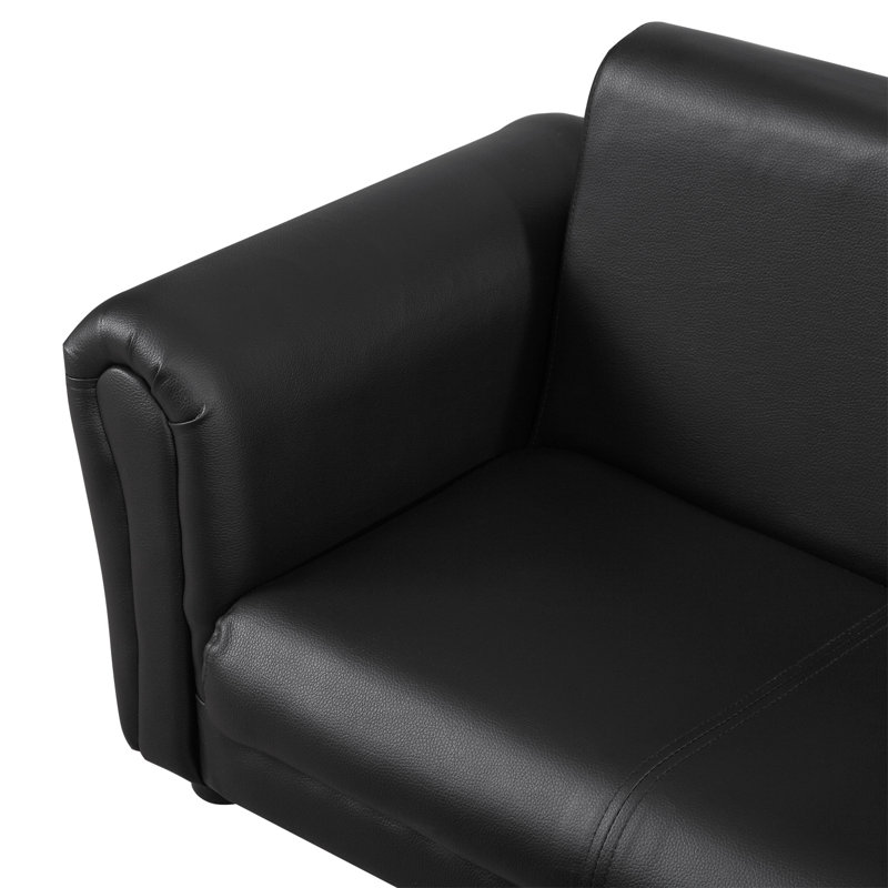 Amelie 2 Seater Toddler Chair Kids Twin Sofa w/ Footstool Boys Girls Black