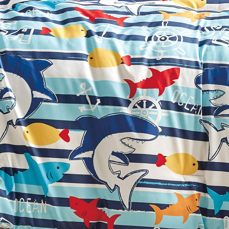 Ensemble d'édredon pour enfants Blue Sea Sharks, Édredon grand et 3 pièces supplémentaires