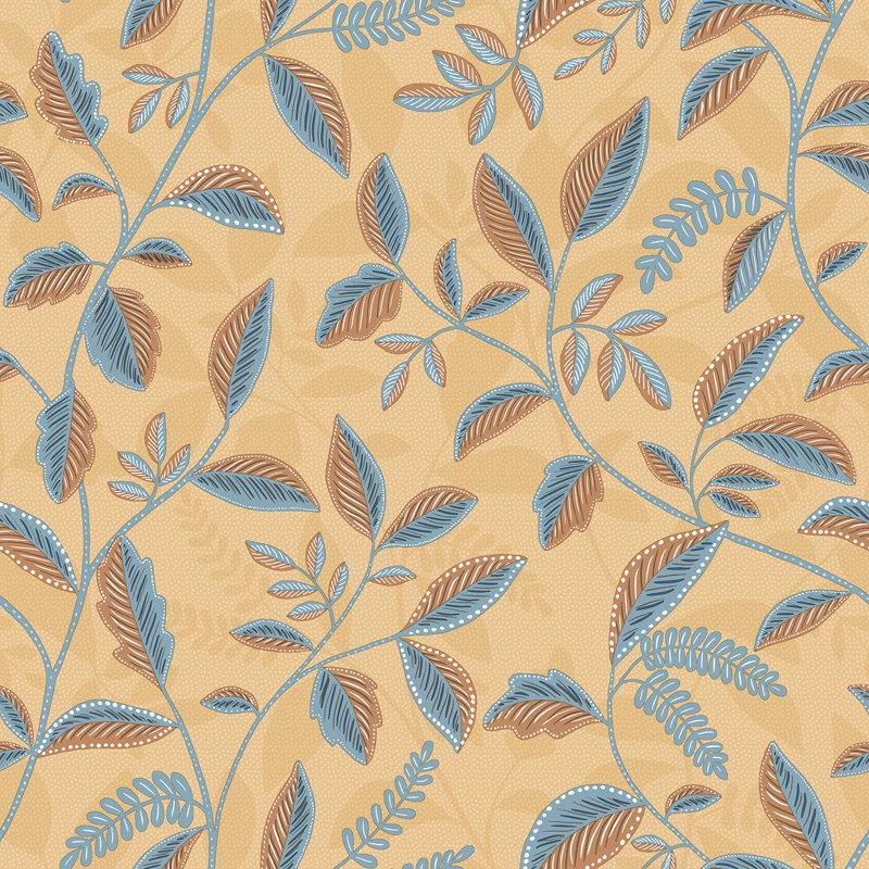 Échantillon de papier peint Tranquil Leafy Vine, Yellow