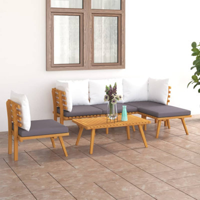 Ensemble de conversation de jardin d'extérieur gris foncé et blanc