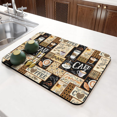 Tapis de café amusant 24 po x 16 po, tapis de bar pour comptoir, accessoires de bar anti-dérapant anti-taches pour peau de café, tapis de séchage pour la cuisine