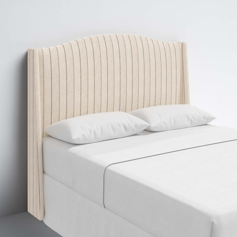 Vasiliy Upholstered Headboard, Full/Double, Cotton Blend Striped Beige