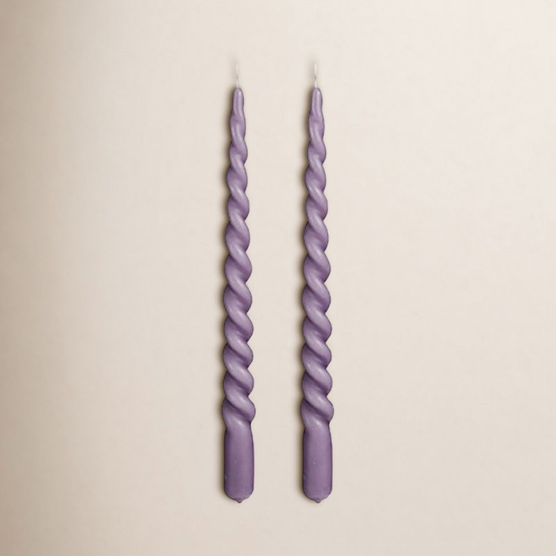 2 Piece Unscented Taper Candle Set, Lilac