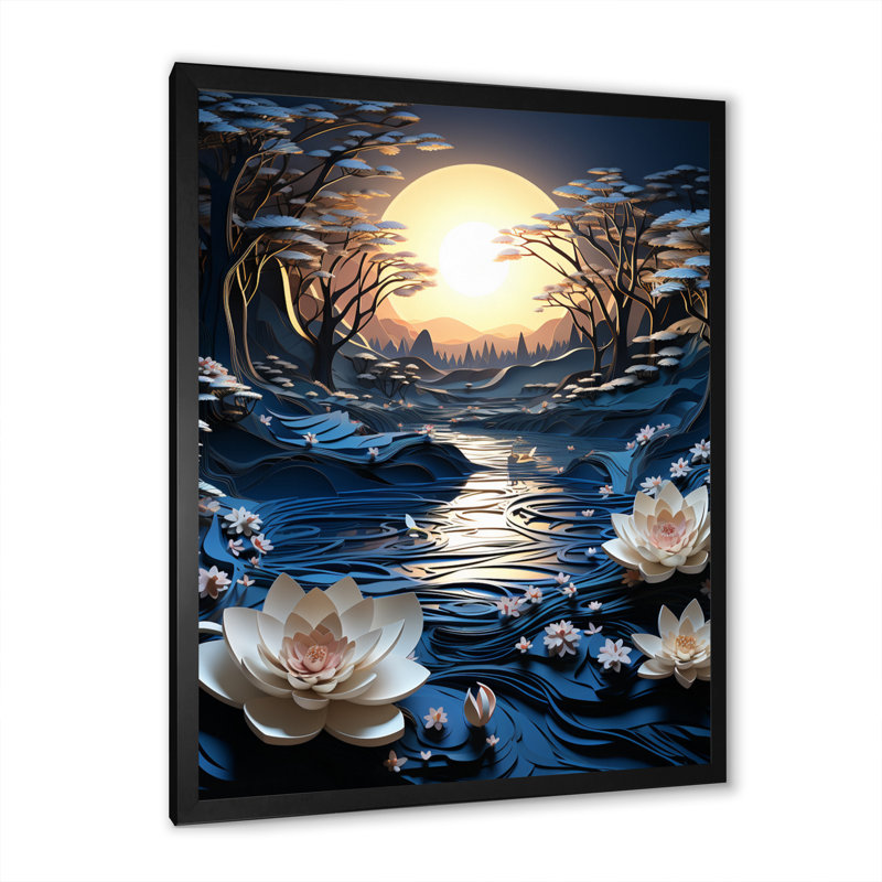 Winters Reflection Papercut III, reproduction d'art sur toile, H 20 po x l 12 po x P 1 po, Cadre simple noir