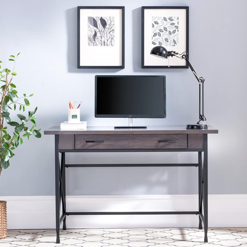 23400 Chisel & Forge Writing Computer Desk With Drop Front Keyboard Drawer, Smoke Grey