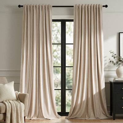 Velvet 100% Blackout Thermal Insulated Curtains for Living room Bedroom (Set of 2)