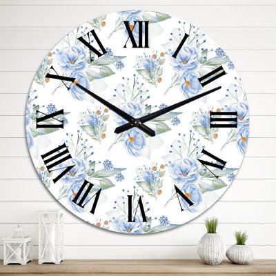 Blue Flax Flowers - Patterned Wall Clock
