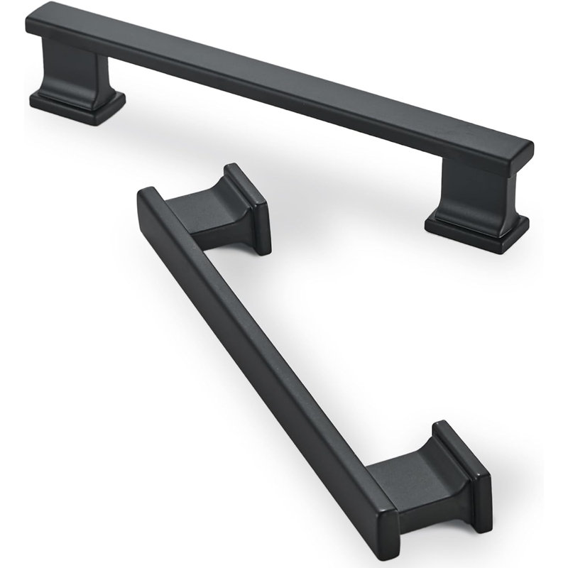 Paquet de 10 poignées d'armoire de cuisine noires mates de 6 po de longueur | 5 po (128 mm)