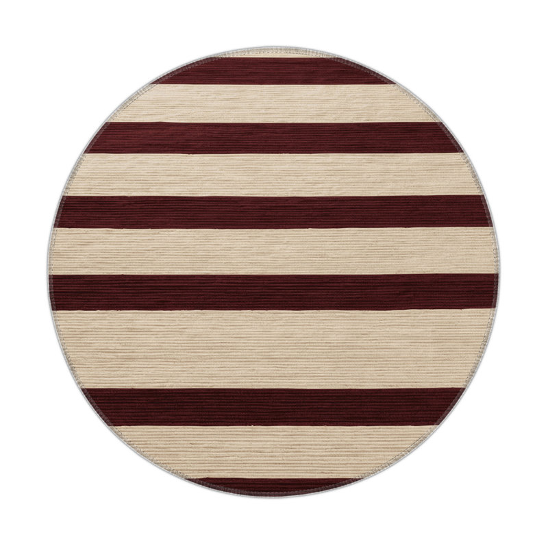 HorizontalStripes Black Indoor and Outdoor Area Rug, Round 5'