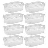Sterilite 4.25 x 8 x 12.25 Inch Storage Bin with Carry Through Handles, (8 Pack)