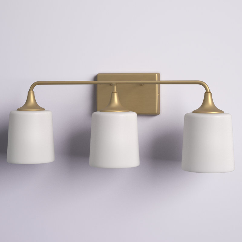 Éclairage pour meuble-lavabo à intensité variable en acier 3 lumières avec support Pudsey, Laiton vieilli