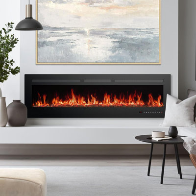 Electric Fireplace, 1500W/750W Wall Mount or Recessed Fireplace Insert and Freestanding