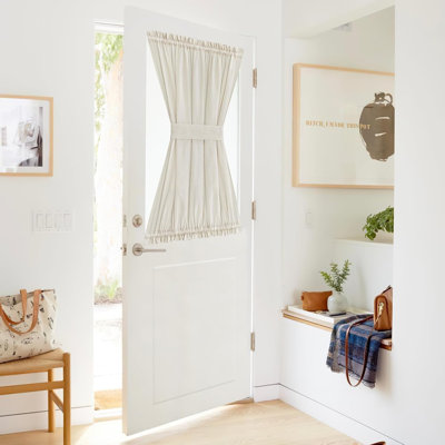  Door Curtain for French Door, Thick Linen Blended Light Filtering Solid Rod Pocket Window Cover for Glass Patio, 1 PC