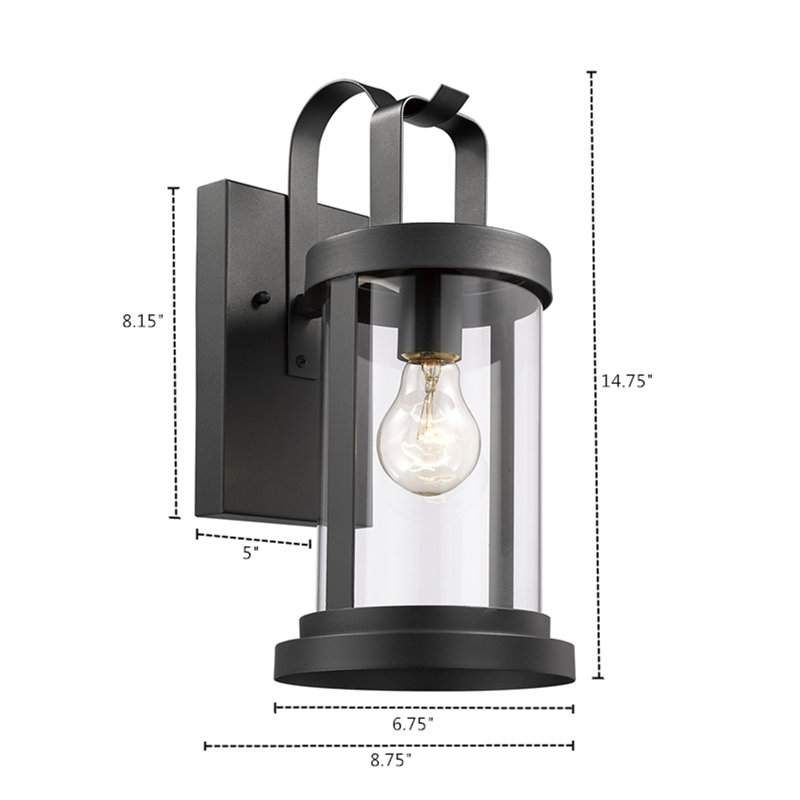 Lanterne murale d'extérieur noire texturée Mazelina, H 14,75 po x l 6,75 po x P 8,75 po