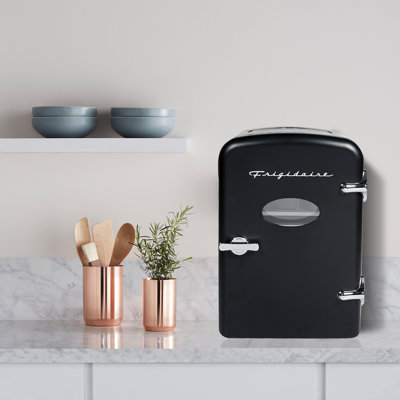 Frigidaire 9-Can 48-Watt Portable Retro Mini Refrigerator, Black on Fridge.com