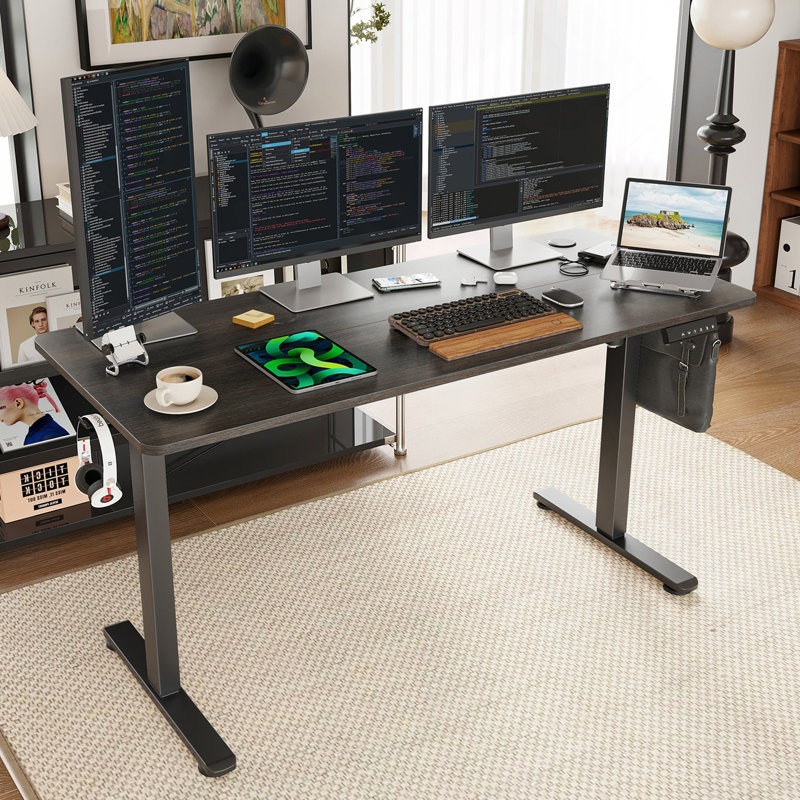 Bureau de travail électrique à hauteur réglable, Gris