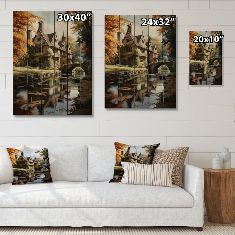 «England Cotswold Charmengland Landscape I», reproduction anglaise sur bois de pin naturel, H 40 po x l 30 po x P 0,78 po