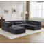 Canapé à compression, canapé convertible au sol, canapé modulaire désossé bricolage, aucun assemblage requis, tissu polaire circulaire, surdimensionné à 4 places avec 1 repose-pieds, gris foncé-298337662-298337659-298337656