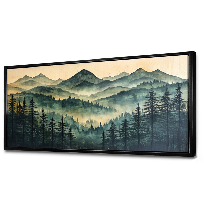 «Giacobba Calm Mountain Silhouette In Woodlands II», impressions encadrées, Noir, H 28 po x l 60 po
