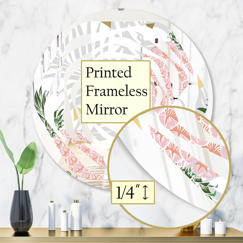 Miroir mural Whirl, H 31,5 po x l po, Tourbillon ananas sur feuilles