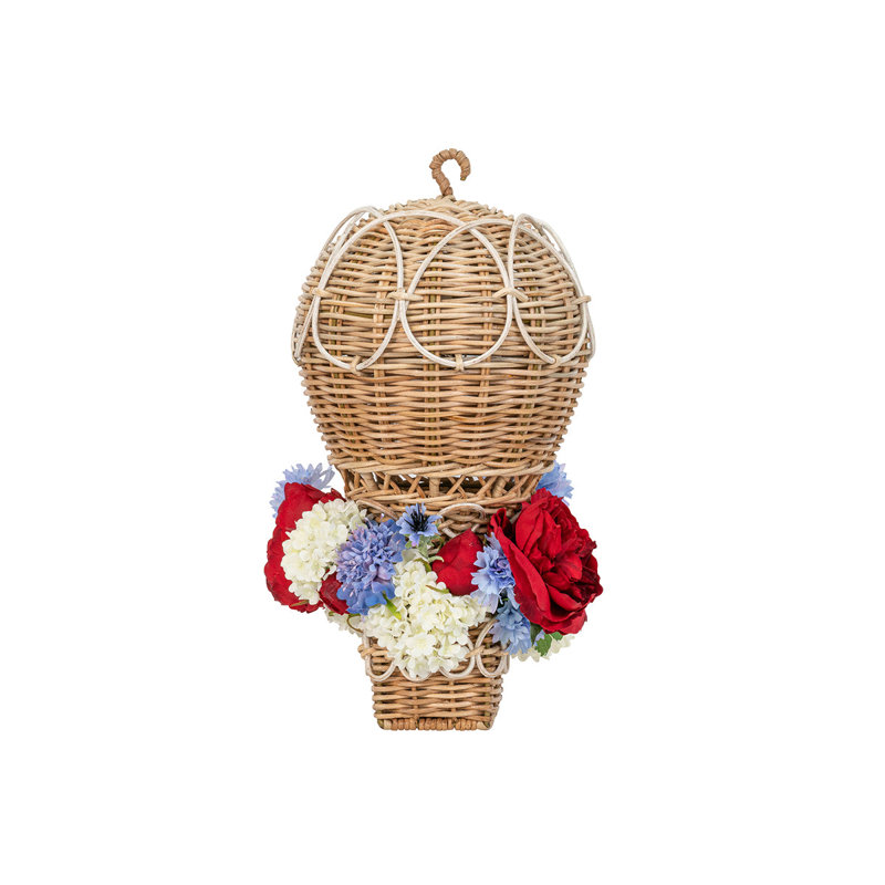 Provence Rattan Hot Air Balloon, 14" H x 7.5" W x 7.5" D