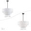 Lustre suspendu moyen en bronze 5 lumières avec abat-jour rigide en tissu blanc cassé fabriqué à la main-1678665280-1678665295