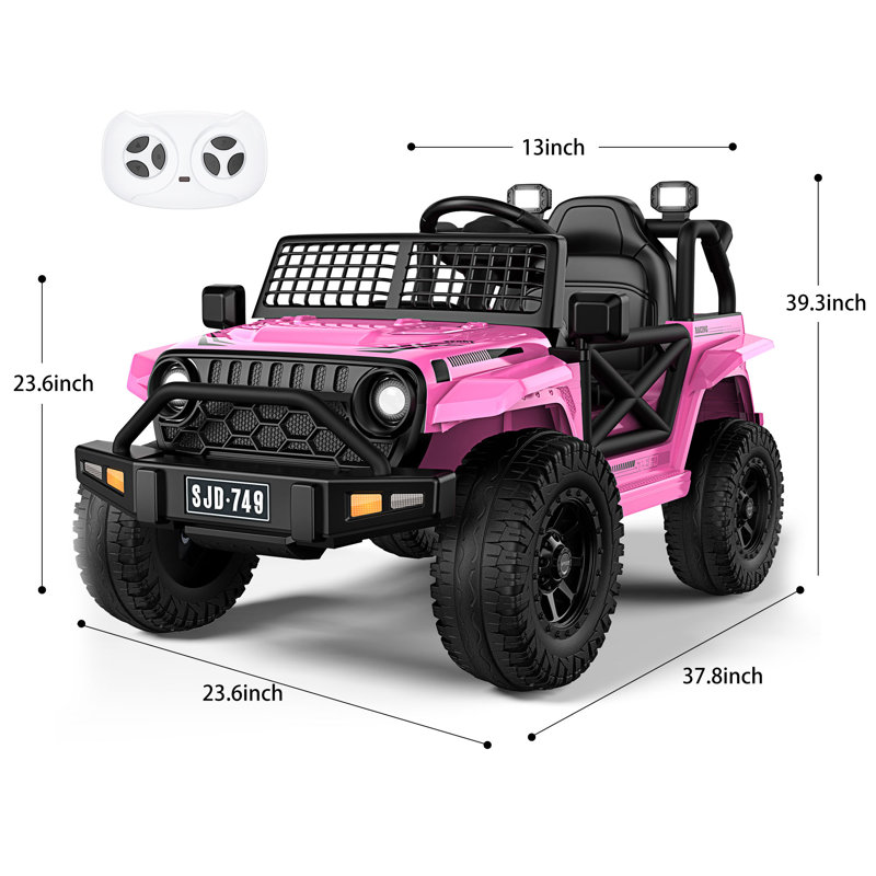 12V Kids Ride On Toys Jeep, Electric Car w/Remote Control, Bluetooth Speaker, Multi Music Modes, 3 Speeds,Safety Belt,Birthday Gift Ideas for Kids Ages 3-8