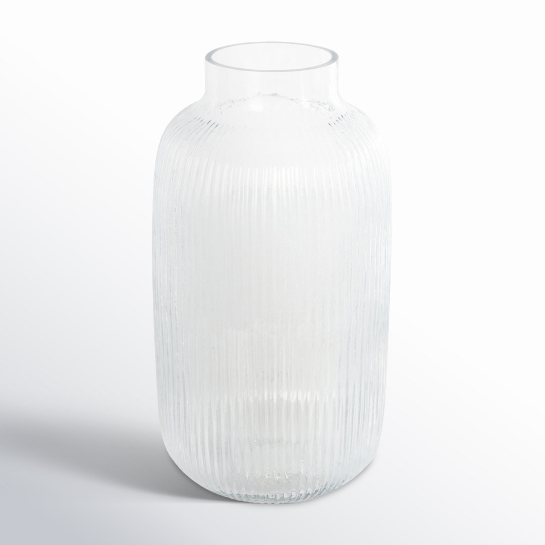 Perry Glass Ribbed Vase Birch Lane™