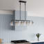 8-Light Linear Farmhouse  Finish Dimmable Kitchen Island Light Fixture With Glass Shade